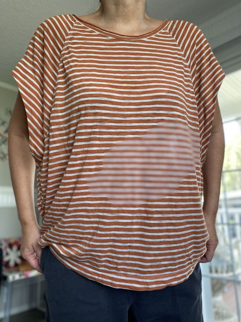 FREE PEOPLE Striped Top Oversized slouchy and comfortable Burnt orange M